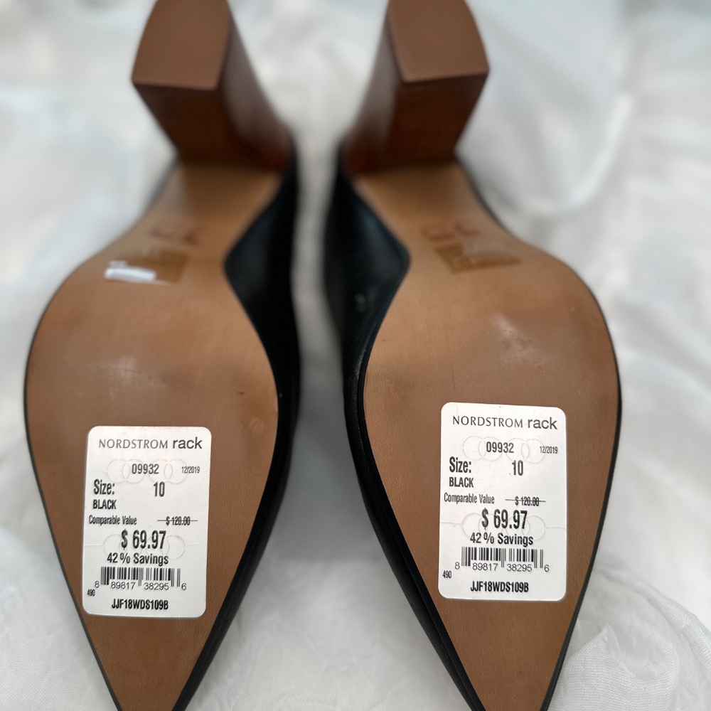 Women's Size 10 Black Leather Mules  from Joe's 3.5" Block Heel - Picture 7 of 8